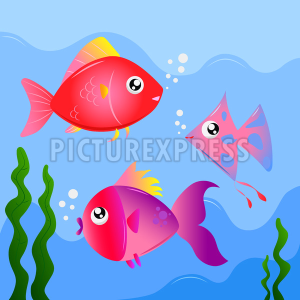 funny cute fish cartoon in the water with gradient colors  -  PictureXpress l Cartoon Images, Vectors, Pictures & Illustrations Download